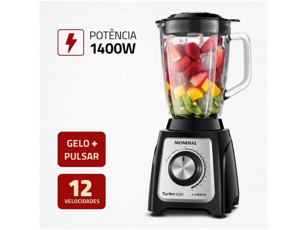 Mondial-licuadora de vidrio Turbo, L-1400, GI - 110V