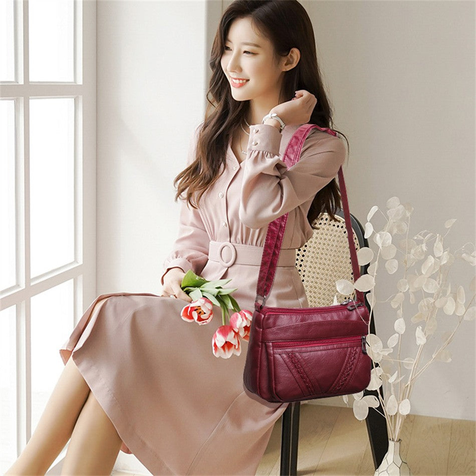Bolso bandolera de Color liso que combina con todo, bolsos de hombro de alta capacidad para mujer, bolso de mano de piel sintética de alta calidad 2021
