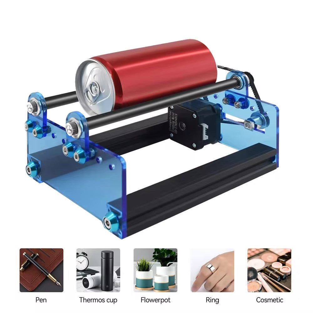 Rodillo giratorio de eje Y para grabador láser TWOTREES 360 °   Reposapiés giratorio y elevable para grabado láser de objetos extra largos y latas