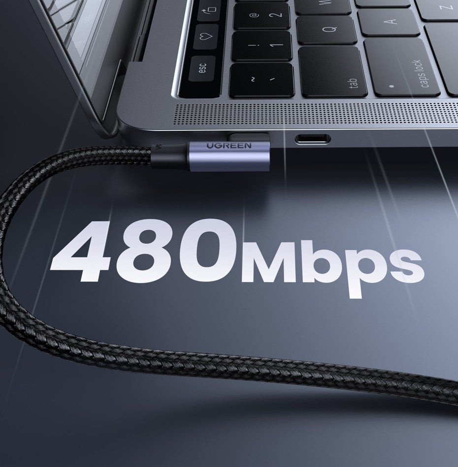 Cable en Ángulo UGREEN PD100W 60W USB C a USB Tipo C, Carga Rápida para iPhone 17 16 MacBook Samsung QC4.0 3.0, Cable de 90 Grados