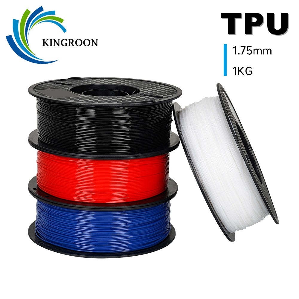 Filamento de impresora 3D KINGROON TPU 1KG 1,75mm Material de impresión 3D suave y Flexible red de plástico TPU de alta resistencia peso 1 kg/rollo