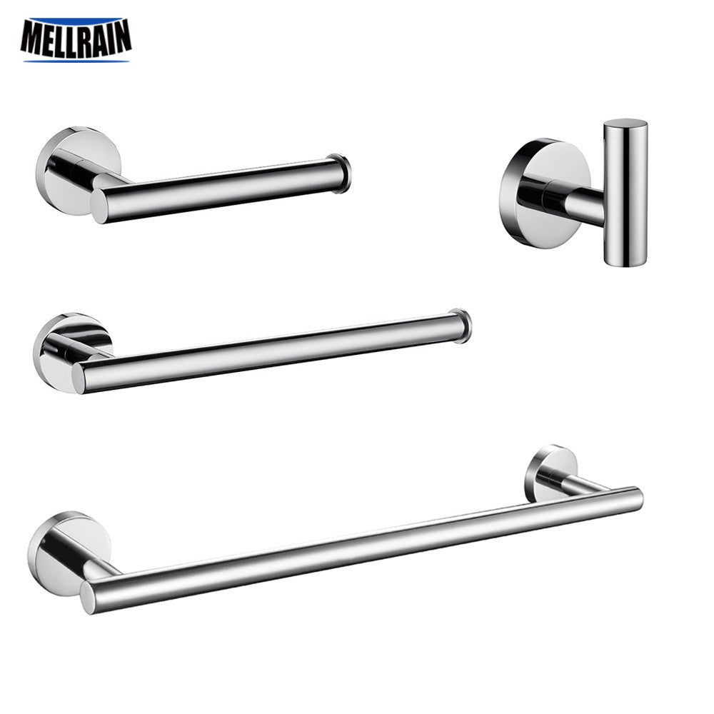 Juego de accesorios de baño con espejo brillante, barra de toalla redonda, soporte de papel higiénico, anillo de toalla, gancho para bata, bricolaje de acero inoxidable
