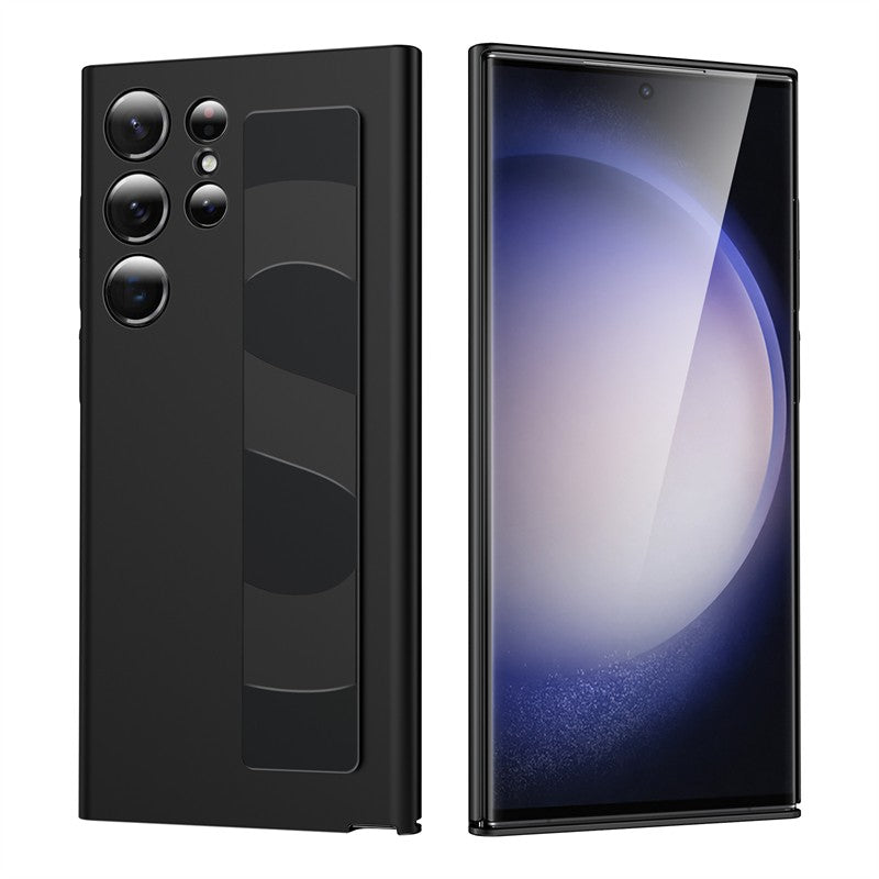 Funda de silicona elástica de lujo con correa para la muñeca para Samsung Galaxy S25Edge S24 S23 Ultra Plus, cubierta fina transparente mate para PC dura a prueba de golpes