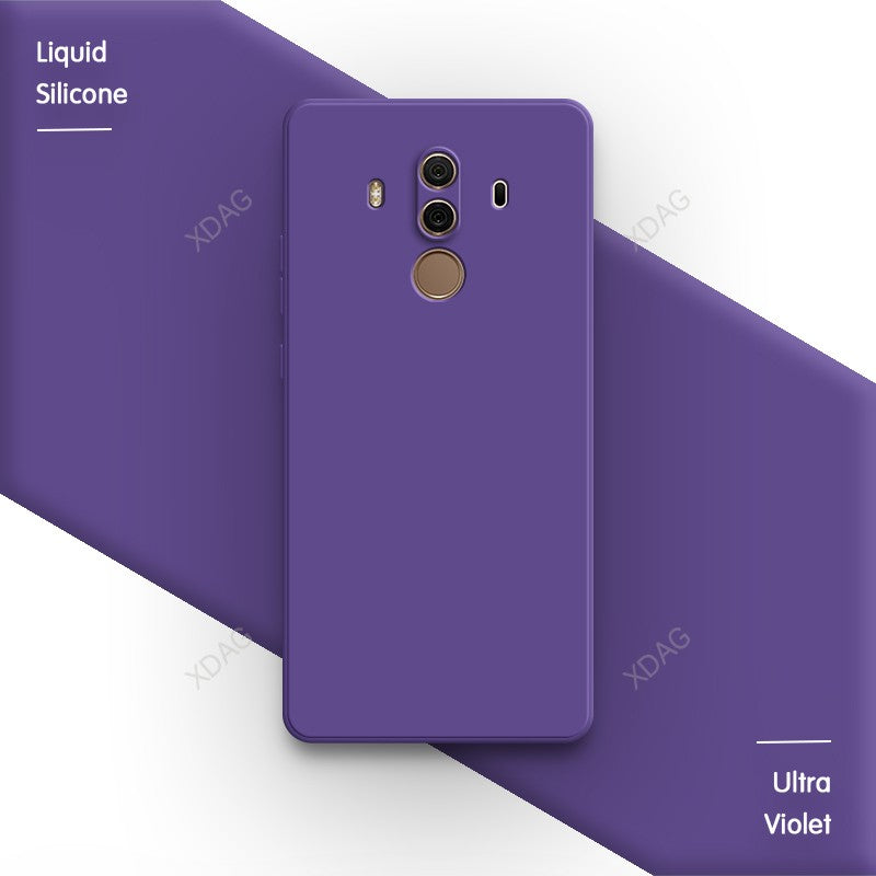Funda de teléfono oficial de silicona líquida para Huawei Mate10 Mate 10 Pro 10Pro, cubiertas de protección de cámara de Color sólido cuadrado suave para parejas