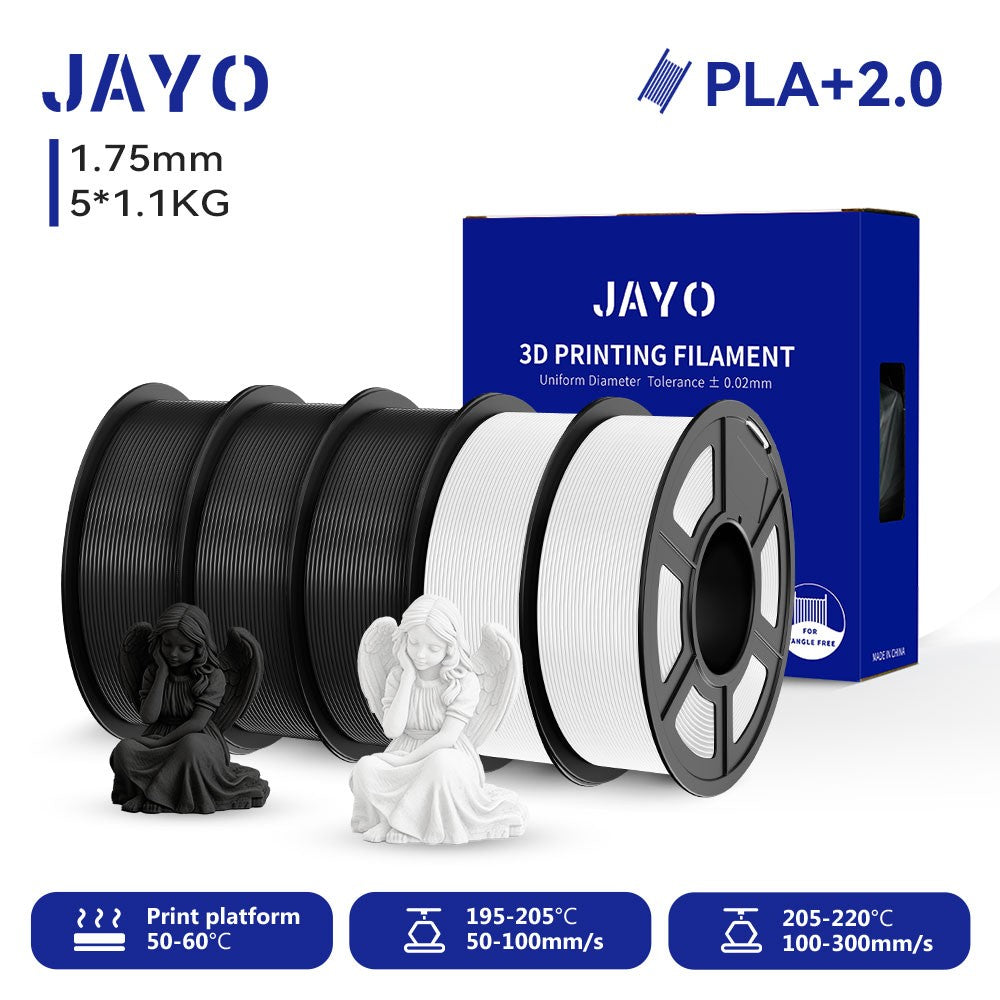 Filamento para Impresora 3D JAYO PETG/PLA/PLA PLUS, 1.75mm, 5.5KG, 100% Sin Burbujas, No Tóxico, Materiales de Impresión 3D para Impresora 3D y Bolígrafo 3D