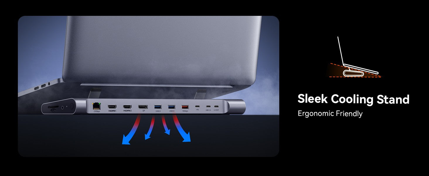 TobenONE Estación de acoplamiento USB C Soporte para computadora portátil Monitor 4K dual/triple con fuente de alimentación Gan III de 100 W, Ethernet de 2,5 Gbps