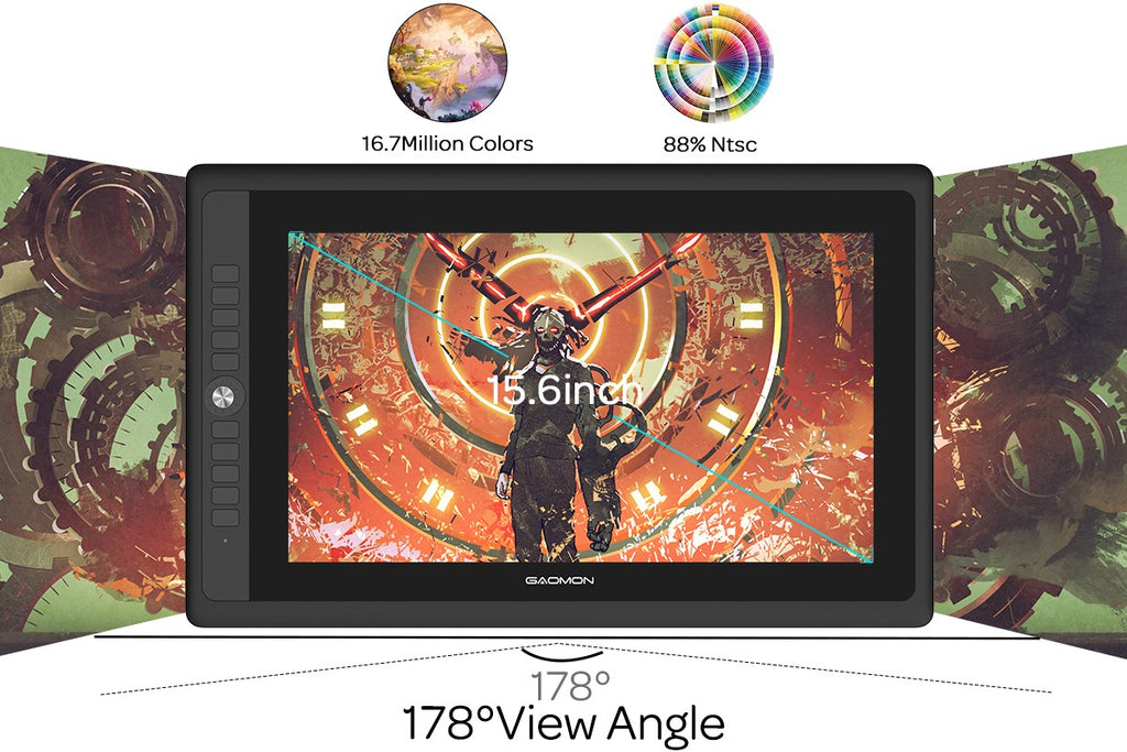 Pantalla gráfica GAOMON PD156PRO para dibujo, pantalla IPS HD totalmente laminada de 15,6 pulgadas con bolígrafo sin batería de 8192 niveles