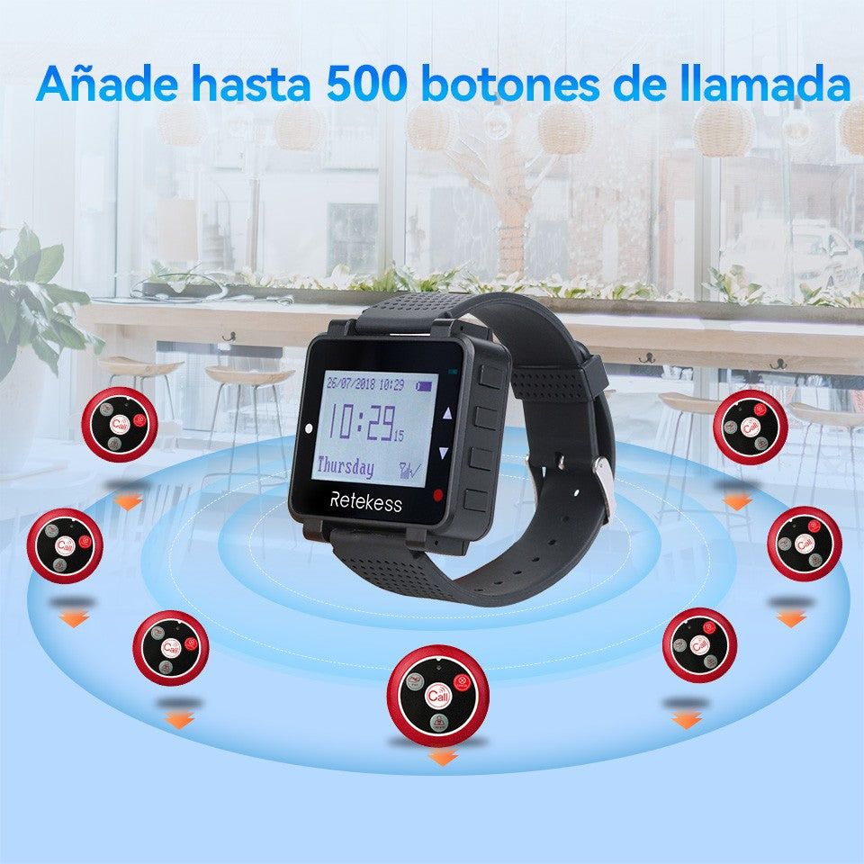 RETEKESS-sistema inalámbrico de llamadas para camarero, buscapersonas para restaurante, receptor de reloj T128, botón de llamada T117, servicio al cliente para cafetería