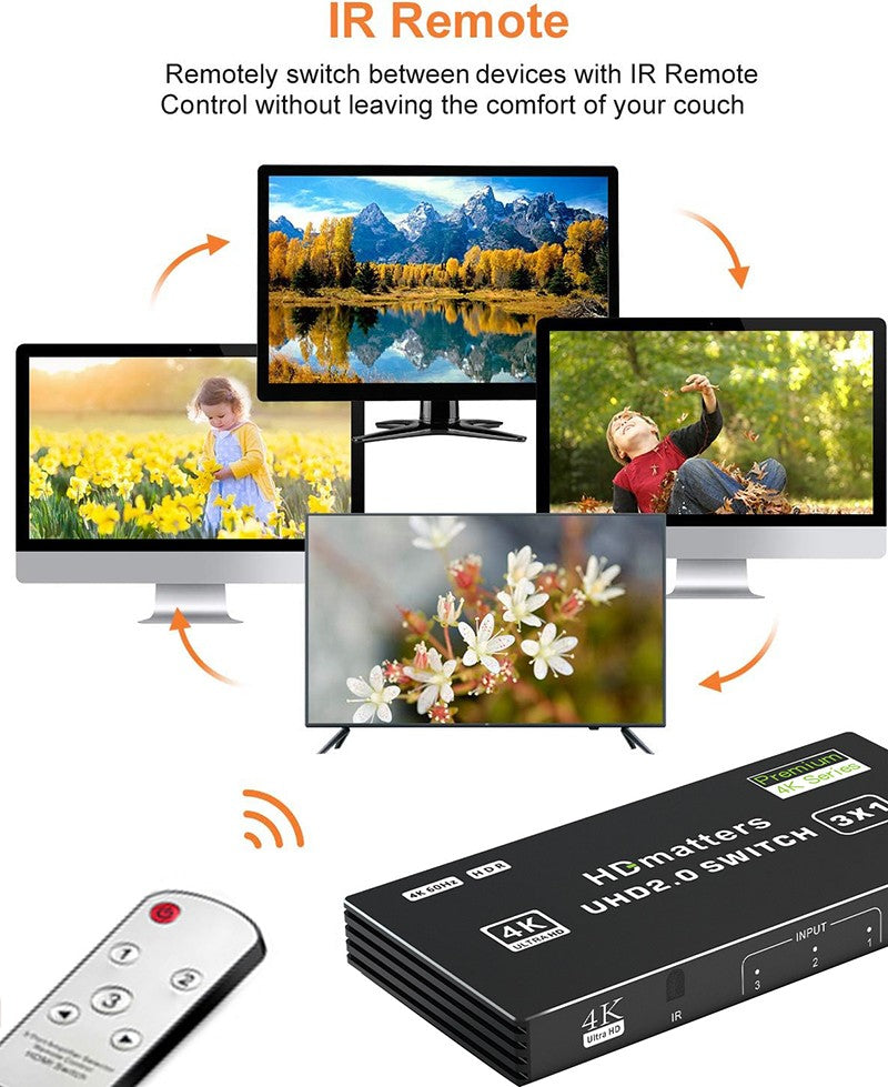 Divisor de interruptor HDMI 2,1, 120Hz, 3/4/5 puertos, HDMI 2,0 o HDMI 2,1, con mando a distancia para PS5, Xbox Series X, Apple TV, 4K, HDMI HDR