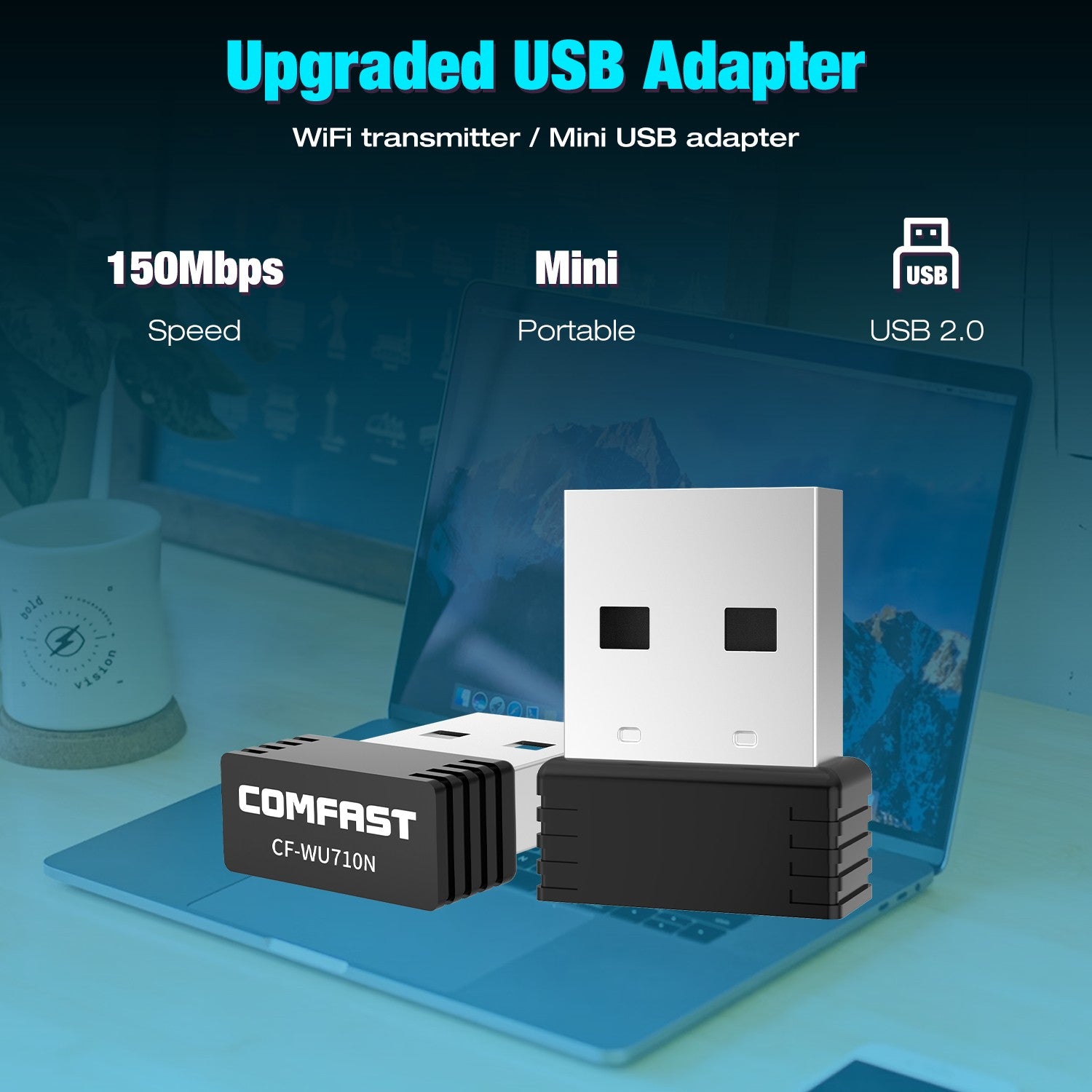 Adaptador Wifi USB Comfast 150M 2.4G USB 2.0 Mini Adaptador de Red WiFi para Escritorio y Portátil Receptor Wi-Fi Dongle Compatible con Win 7/8/10/11