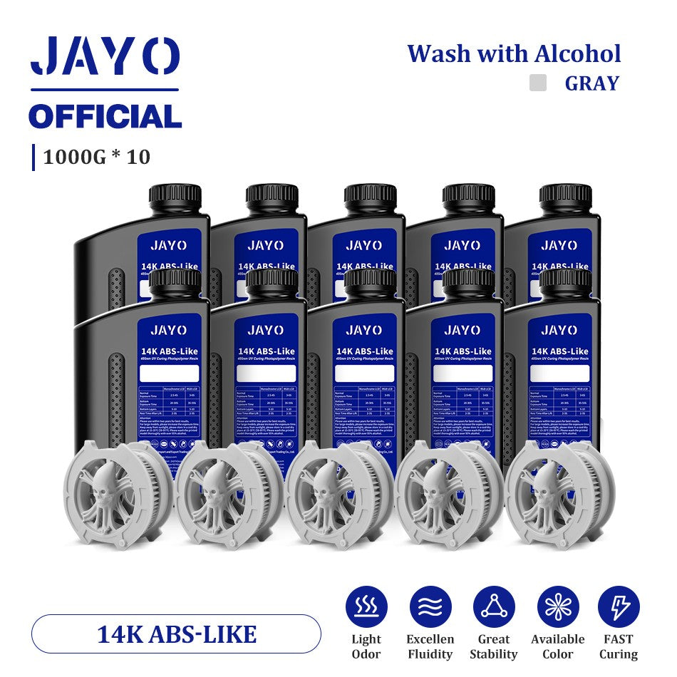 JAYO ABS como resina 3D, 10 botellas ABS como fotopolímero de curado UV de 405nm, resina 3D rápida para impresora 3D LCD/DLP/SLA de 2/4/6/8K