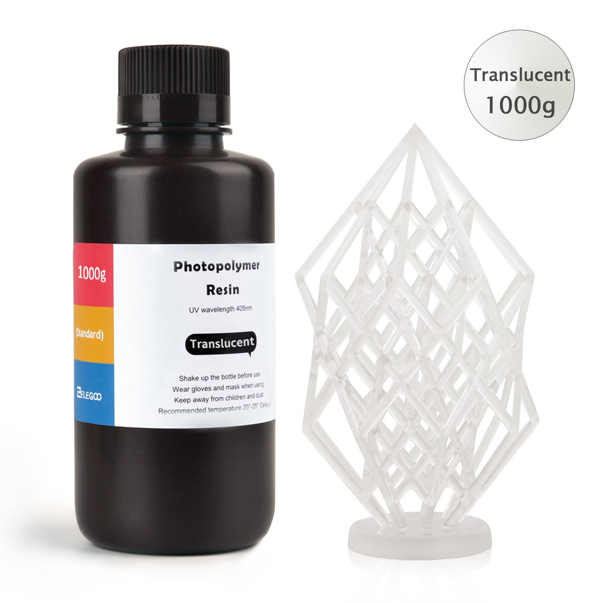 ELEGOO-resina de impresora 3D tipo ABS, resina de fotopolímero estándar tipo ABS de 405nm para impresión LCD 3D, 1000g