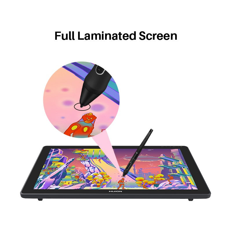 HUION-tableta gráfica Kamvas 24 Plus de 23,8 pulgadas, QLED Monitor con pantalla IPS, completamente laminada, 140% sRGB Pantalla de dibujo Lápiz digital 8192 niveles de presión