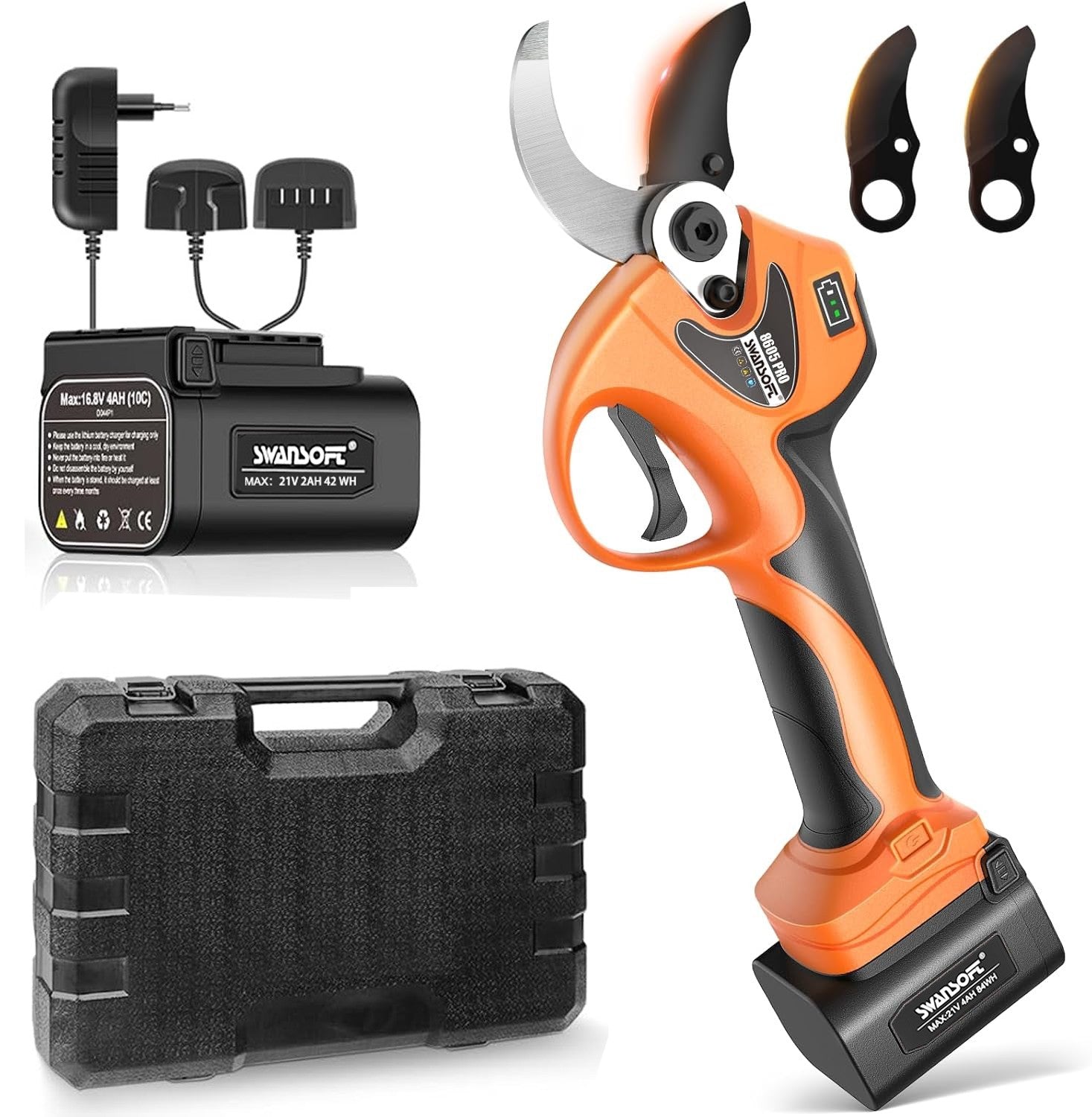 Tijeras de podar inalámbricas 8605Pro, podadora eléctrica para ramas de árboles, podadora de iones de litio, 21V, 40mm
