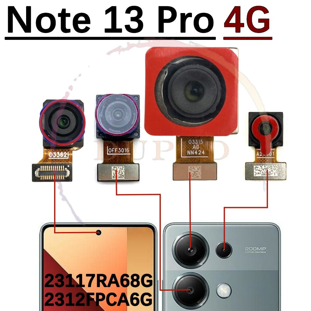 Cámara principal trasera para Xiaomi Redmi Note 13 Pro Note13Pro 4G 5G, piezas de Cable flexible de módulo de cámara frontal pequeña