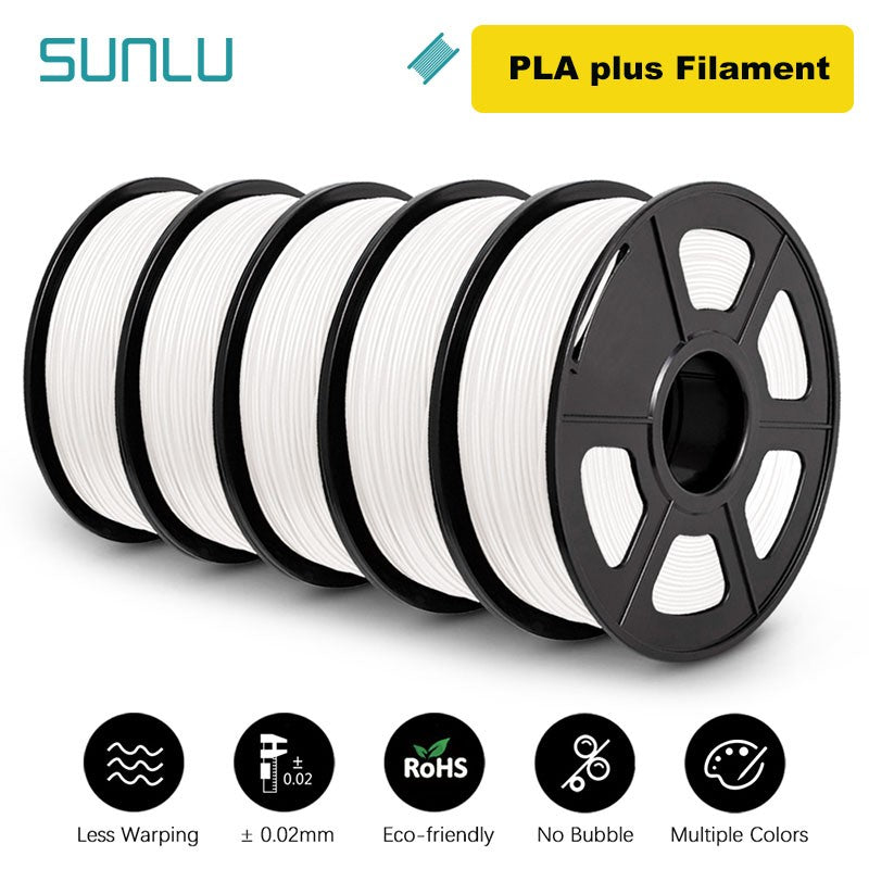 SUNLU Filamento PLA/PETG/PLA PLUS/Transparente de 5 kg, 1.75 mm, 5 Rollos de 1 kg, Filamento 3D para Impresora y Bolígrafo 3D, Enrollado Cuidadosamente