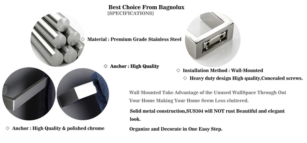 Juego de accesorios de baño, portarrollos de papel higiénico, soporte de toalla, barra de gancho de acero inoxidable, montado en la pared para dormitorio, cocina, Kit de Hardware de baño