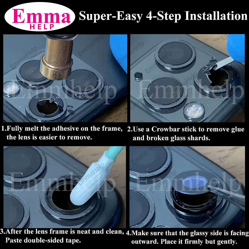 EmmaHelp, 10 Uds., cristal de cámara trasera para iPhone 7 8 Plus 6 6S 6Plus 7Plus X XR XS Max 11 12, lente de cubierta trasera, piezas de soporte adhesivo 3M