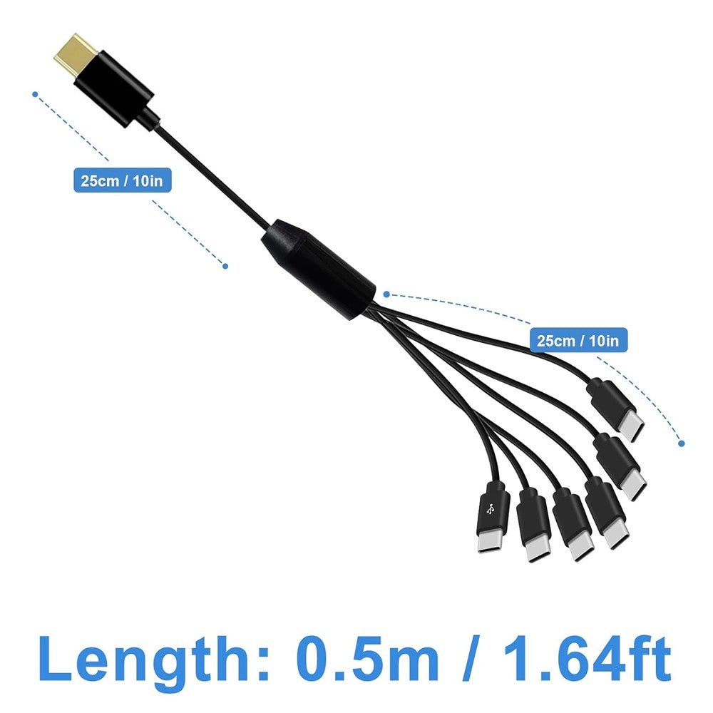 Cable divisor USB C Cable multi USB C a USB C 6 en 1 Cable cargador macho tipo C para tableta Android Samsung y dispositivo TypeC