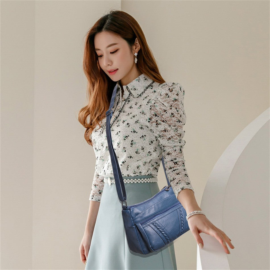 Bolso bandolera de Color liso que combina con todo, bolsos de hombro de alta capacidad para mujer, bolso de mano de piel sintética de alta calidad 2021