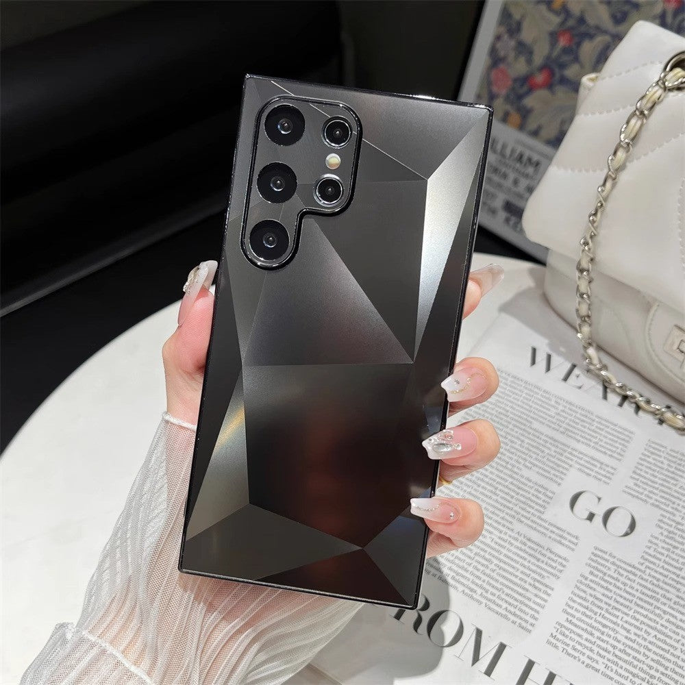 Funda chapada mate con patrón de diamante 3D para Samsung Galaxy S24 S23 Ultra S22 Plus A53 A54 A55 A34 A23 funda dura de lujo con techo de choque