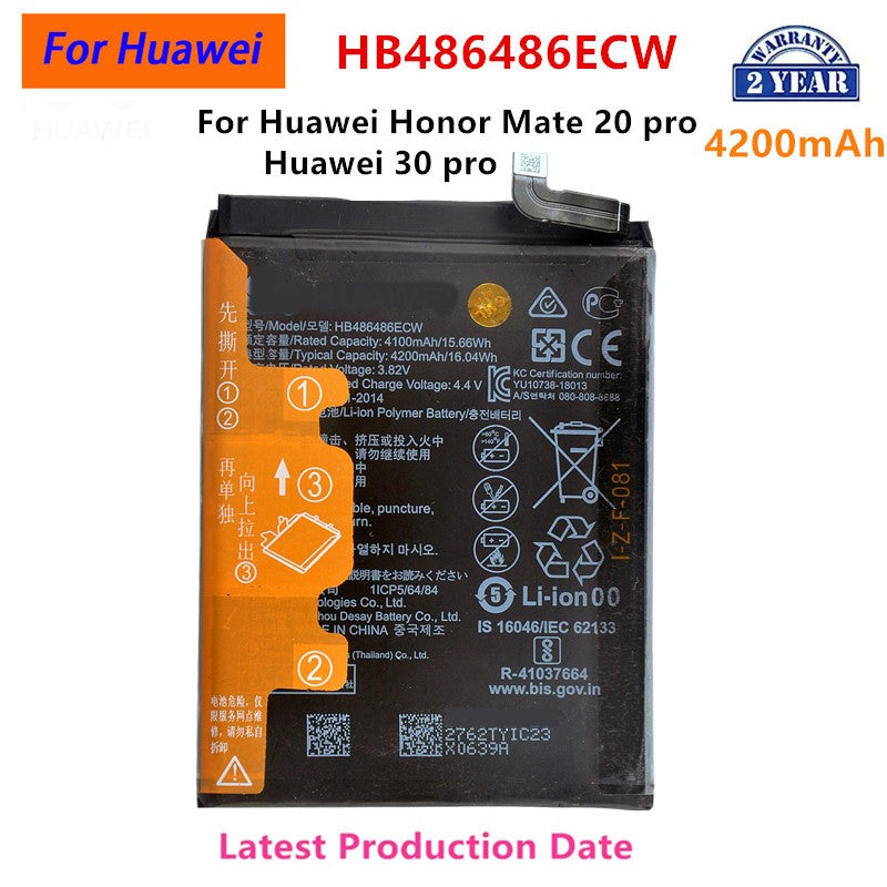 HB 100% original 486486 Batería de teléfono ECW 4200mAh para baterías de repuesto Huawei P30 Pro/Mate20 Pro.