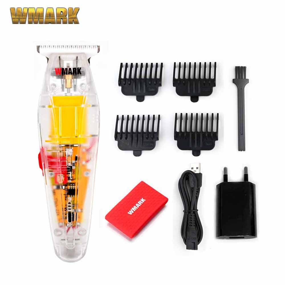 Cortadora de pelo recargable WMARK NG-108 NG-118 de estilo transparente, cortadora de pelo profesional con cable y NG-202 inalámbrica