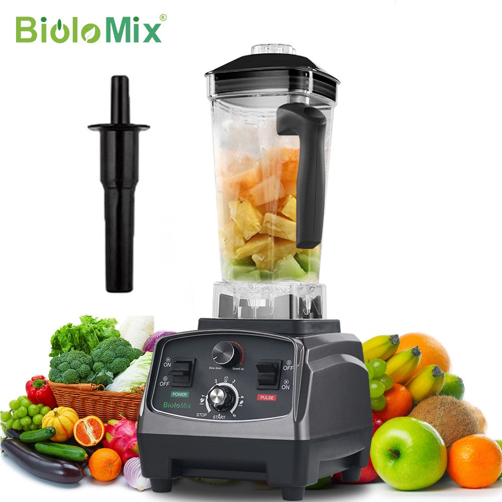 BioloMix-batidora con temporizador de alta resistencia, 3HP, 2200W, exprimidor, procesador de alimentos y frutas, batidos de hielo, sin BPA, tarro de 2L