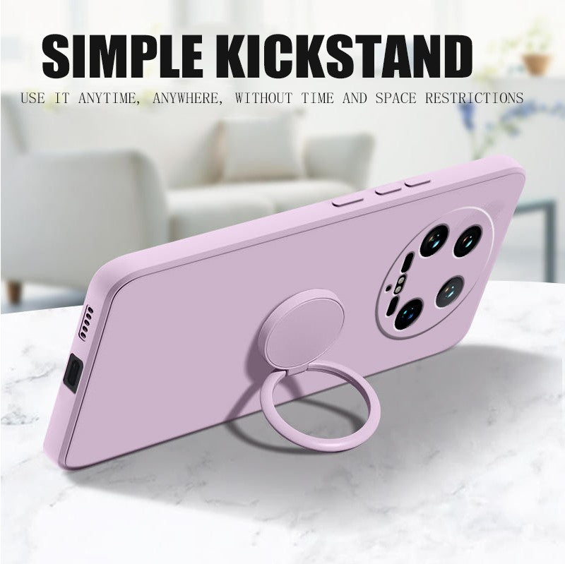 Funda para Xiaomi 14 Ultra Líquido silicona anillo soporte suave funda de teléfono para Xiaomi 14 Ultra a prueba de golpes Fundas traseras Xiaomi 14Ultra