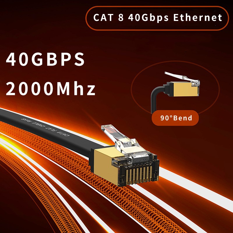 CYANMI-Cable Ethernet CAT8 40gbps CAT 6, Cable de red Lan para PC, módem, portátil, PS 5, enrutador RJ45 Flat Cat 8