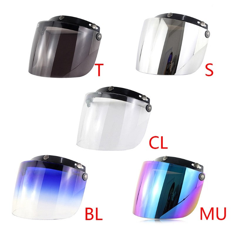 Protector de lente de visera a prueba de viento, 3 Snap, para cascos de motocicleta, abatible hacia arriba y hacia abajo, cara abierta, venta al por mayor