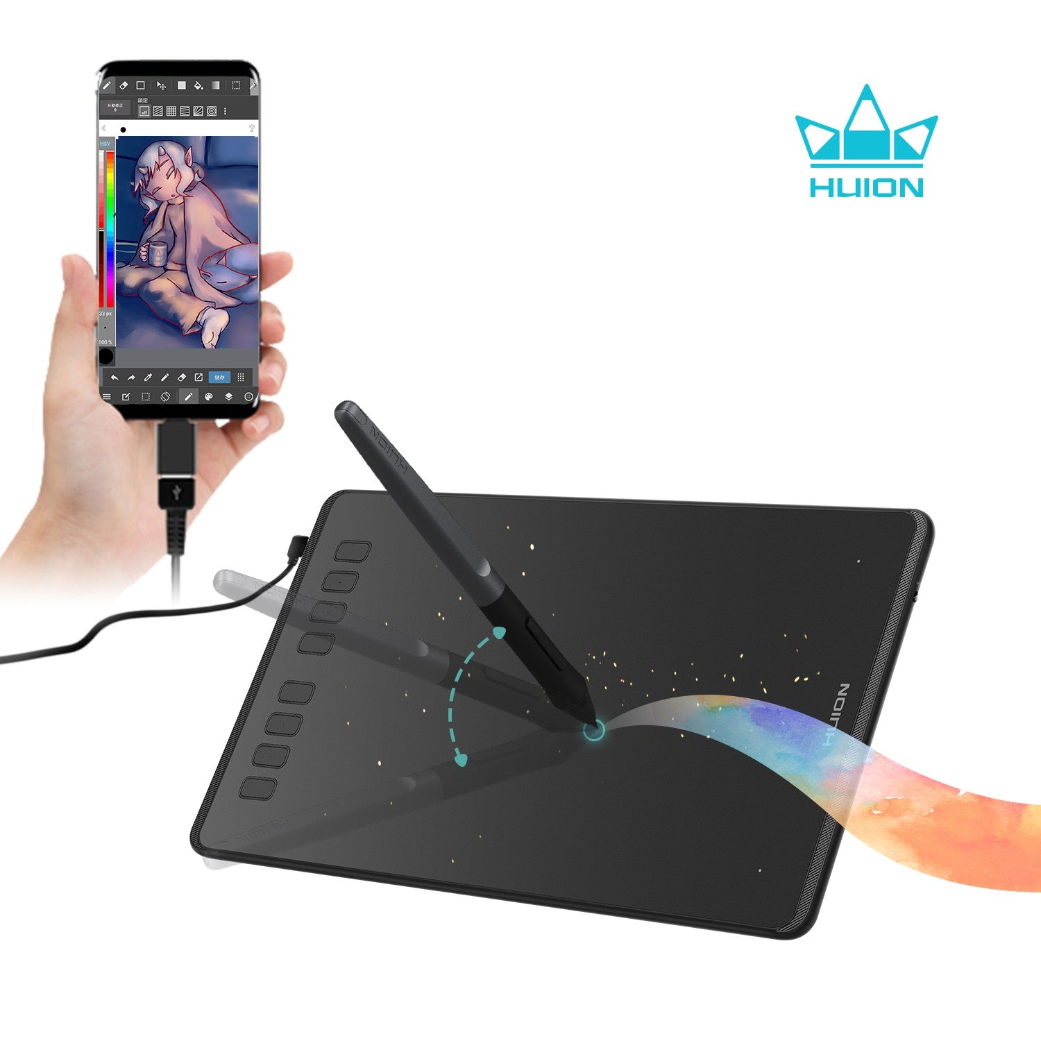 HUION-Tabletas gráficas H950P de 9 pulgadas, Tablet con bolígrafo de dibujo Digital, 8192 niveles, Stylus sin batería, función de inclinación, 8 teclas de presión