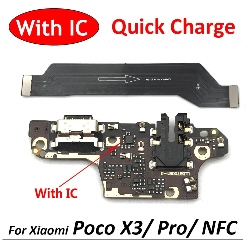 Cargador de placa USB, conector de puerto de carga, Cable flexible para Xiaomi POCO X3 NFC Pro, placa principal flexible