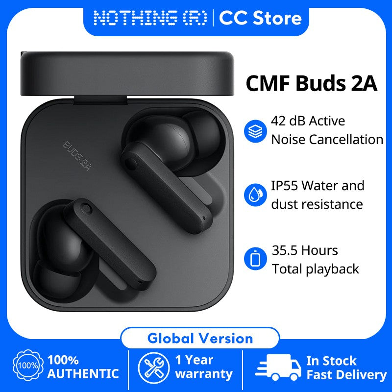 Versión Global CMF by Nothing Buds 2A Auriculares Inalámbricos Intrauditivos con Controlador de 12.4mm, ANC de 42dB, 4 Micrófonos HD, Batería de Larga Duración, Baja Latencia, Bluetooth 5.4