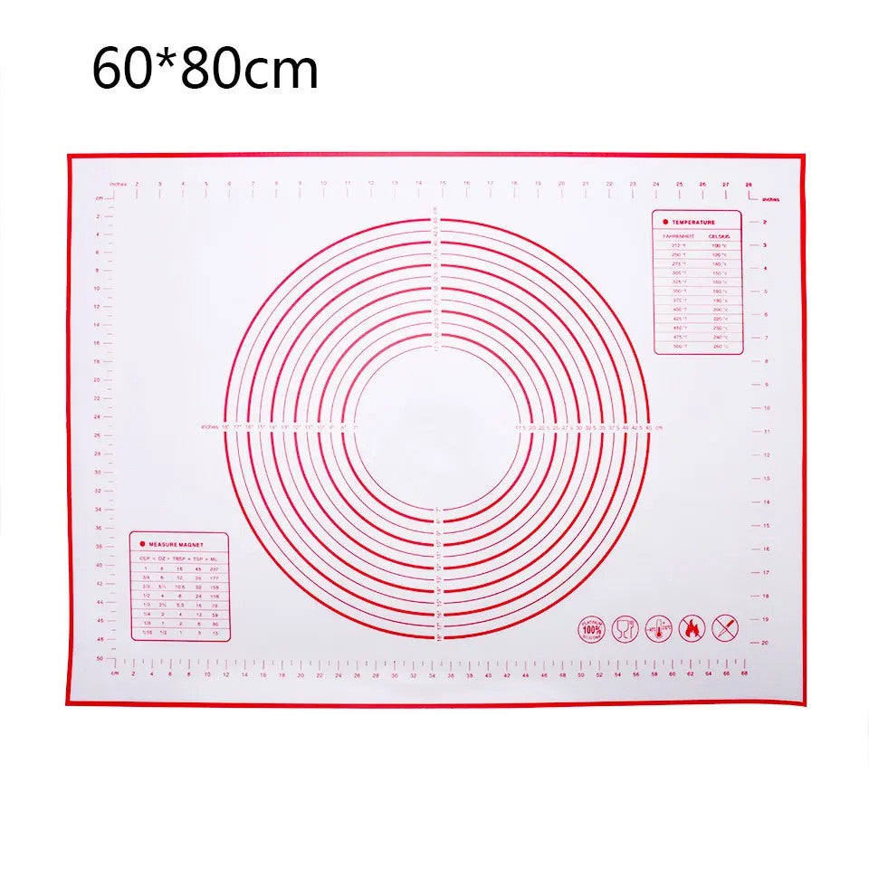 Almohadilla de silicona de 60/50/40cm, estera para hornear, hoja para amasar masa, estera para cocina, rollo de masa, Pizza, soporte antiadherente para masa grande