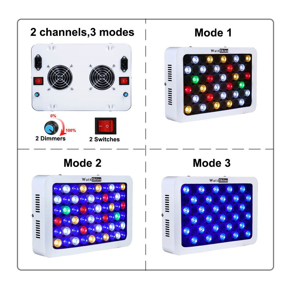 Atenuador de luz Led regulable para acuario, luces para tanque Fsih, 180W, lámpara para pecera de arrecife marino, decoración para peceras y acuarios