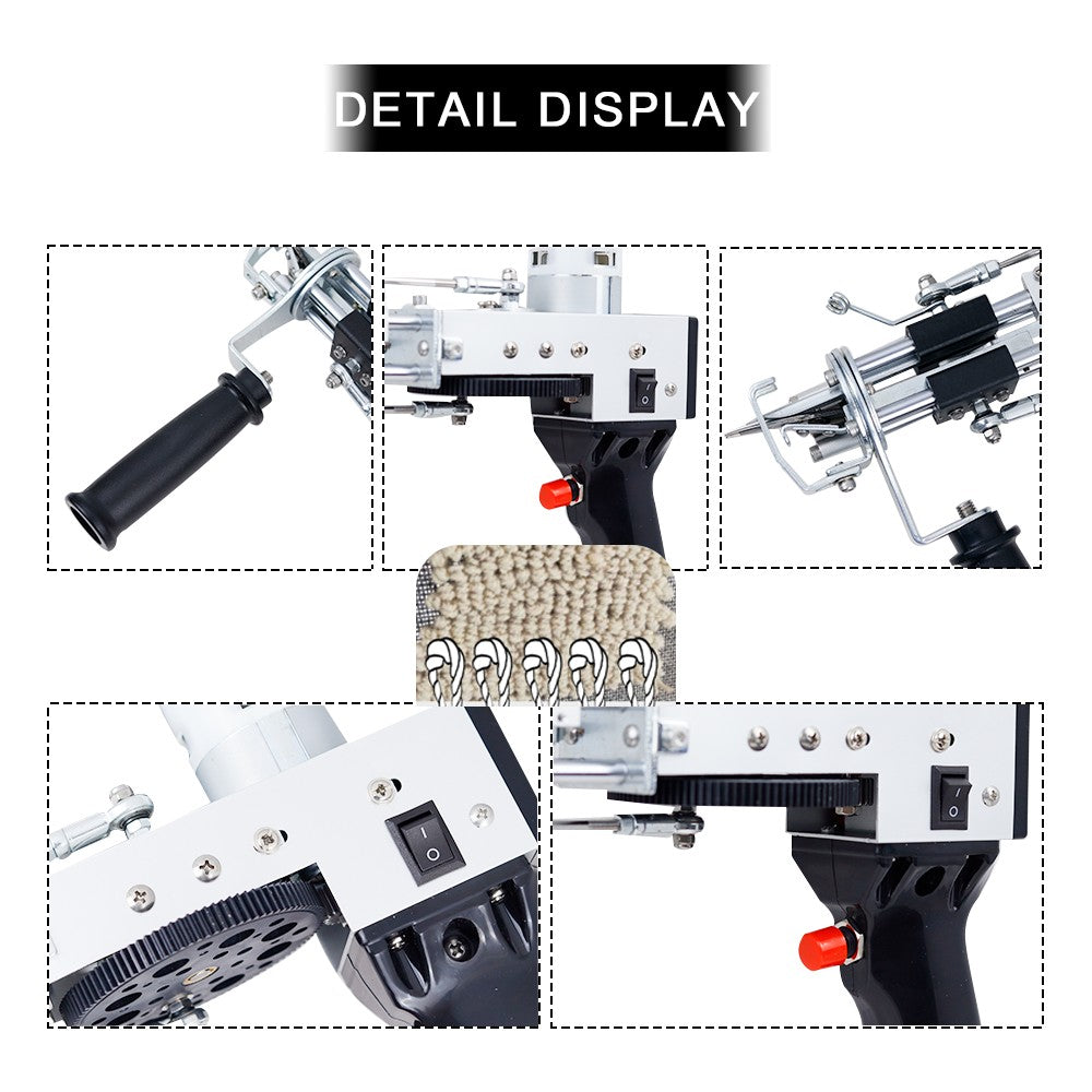 Máquina eléctrica para tejer alfombras, pistola para mechones de alfombras, herramientas para hacer alfombras, máquina de bordado manual de corte/bucle de 7-21mm, 110-220V