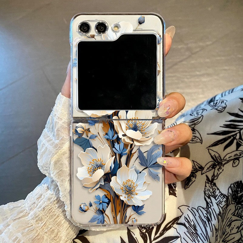 Funda transparente con diseño de flores para Samsung Galaxy Z Flip8 Flip7 FE Flip6, funda plegable transparente para Samsung Z Flip 8 7 5 4 3