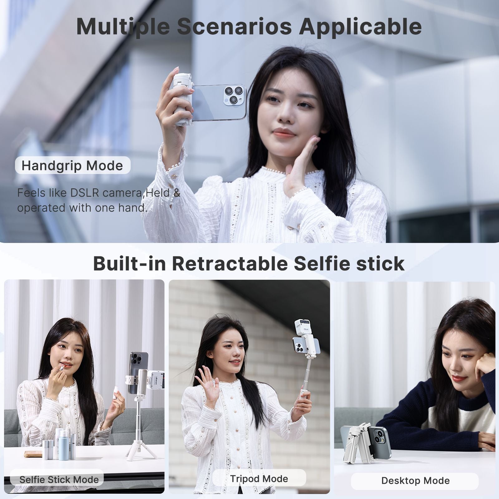 ULANZI JJ02 trípode para palo de Selfie trípode de teléfono con agarre extensible con control remoto desmontable 2 zapatos fríos tamaño de bolsillo Mini soporte para teléfono