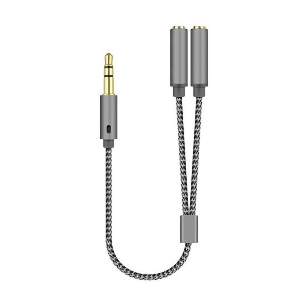 Adaptador de auriculares, micrófono y altavoz, Cable divisor Y de 3,5mm, Audio macho a 2 hembra para auriculares, Audio móvil extensible