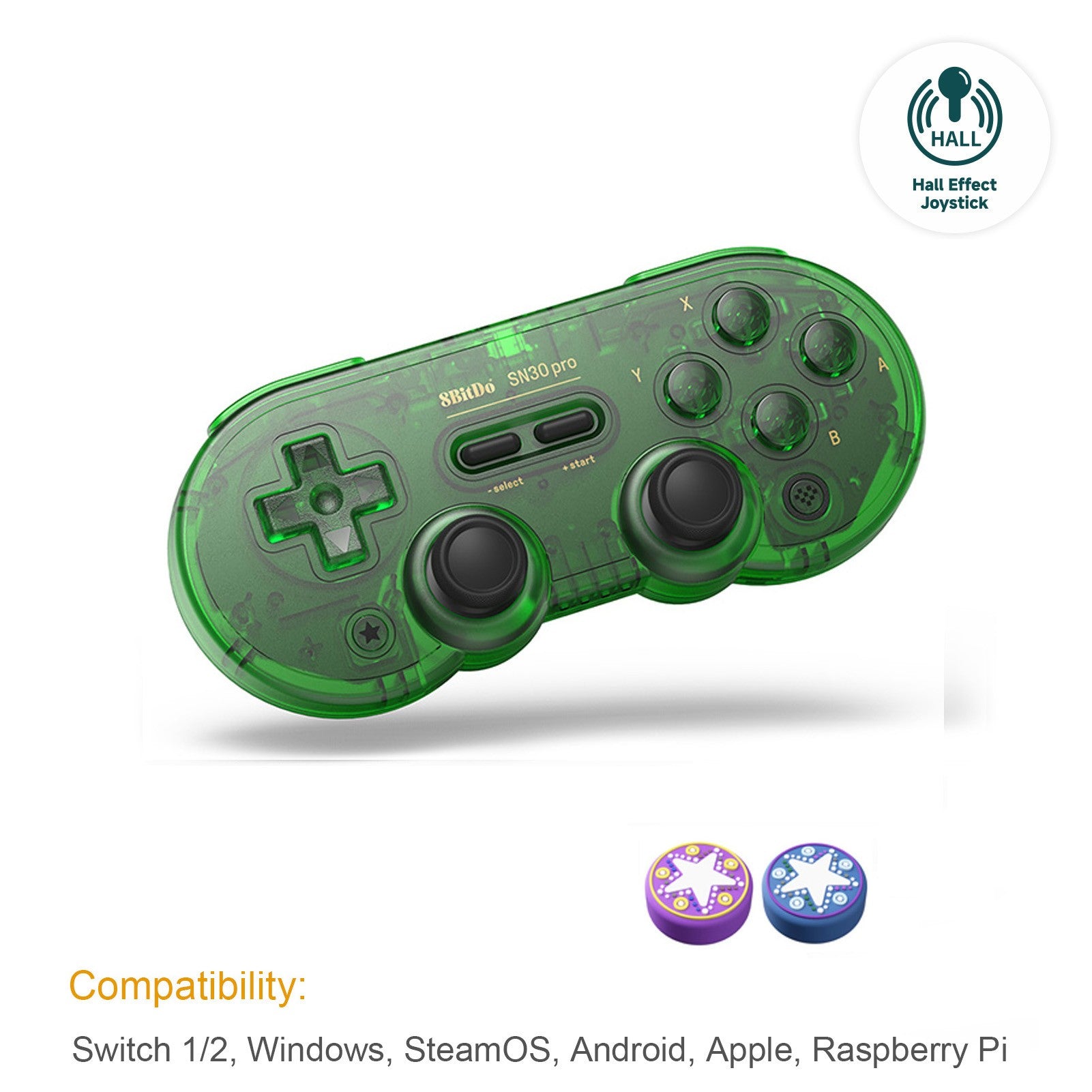 Control Inalámbrico para Juegos 8Bitdo SN30 Pro con Bluetooth y Efecto Hall para Switch 2, MacOS, Android, Raspberry Pi, Windows, Steam Deck