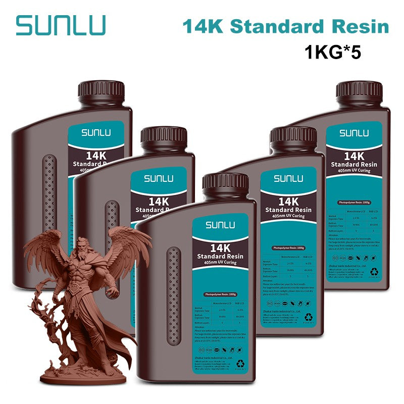 Resina SUNLU 5KG Standard Plus/14K, 1KG/Botella, Resina Fotopolímera de Curado Rápido UV de 405nm para Impresora 3D LCD