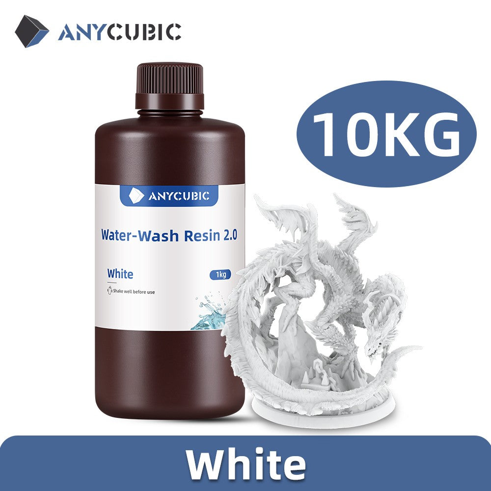 ANYCUBIC-resina de lavado de agua para impresora 3D LCD, alta precisión, bajo olor, baja viscosidad, impresión 3D, fotopolímero estándar, 10KG